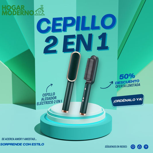 Luce un cabello liso y perfecto en minutos con el Cepillo Alisador Pro 2 en 1