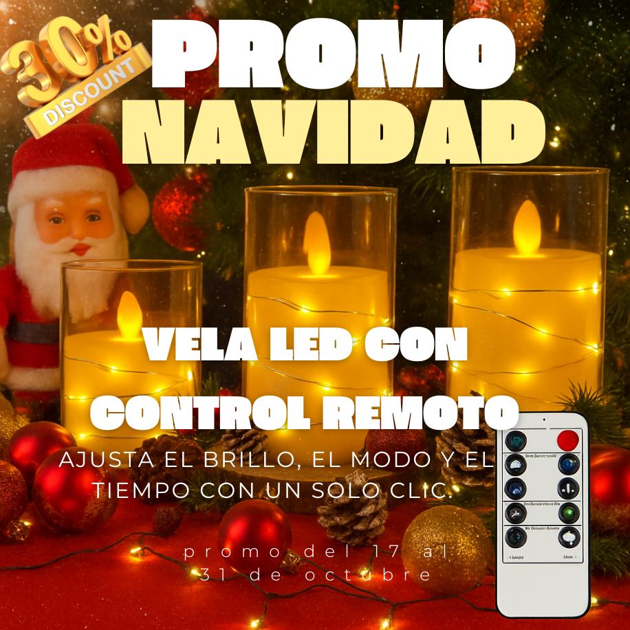 ¡Vive la magia de la Navidad! Disfruta la VELA LED NAVIDEÑA CON CONTROL™ CAJA X3 UNIDADES — Calidez, color y encanto en cada llama.